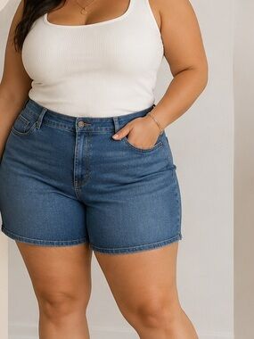 St. John’s Bay Denim Shorts Size 18W | Blue Wash Plus Size Casual Jean Shorts